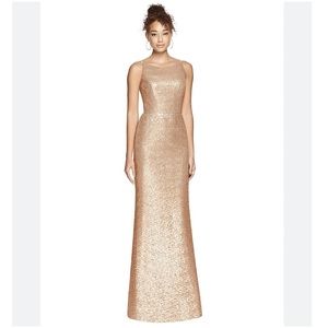 Dessy Collection Vivian Diamond Sequin Gold Dress